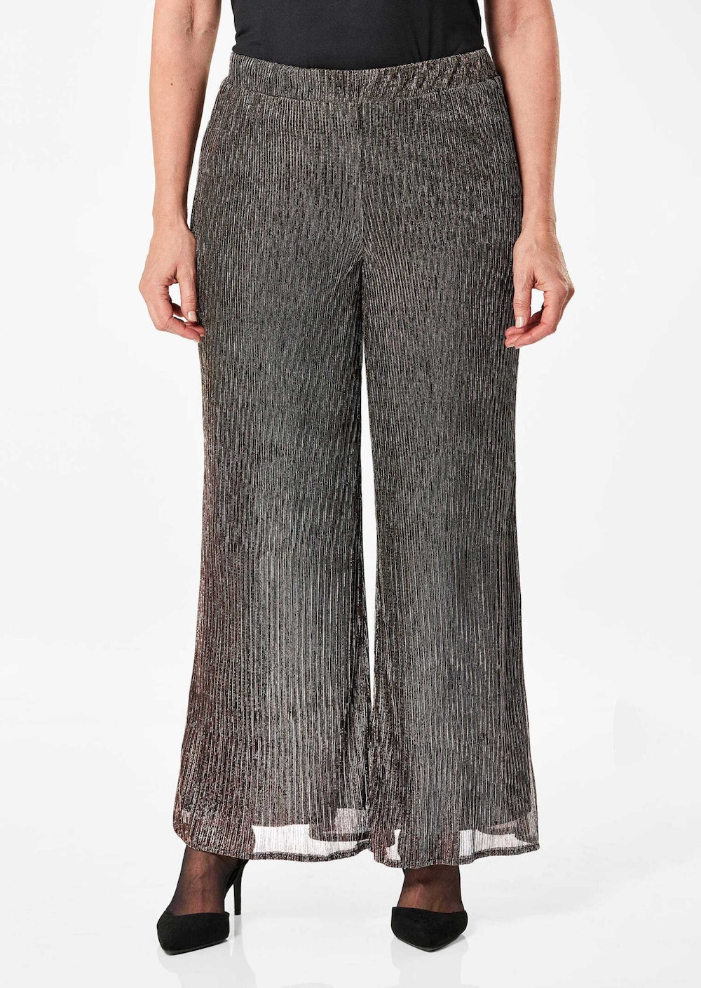 Große Größen Moderne Stretchhose mit Rundumdehnbund, Damen, schwarz, Größe: 48, Polyester, Happy Size DE Women von GOLDNER