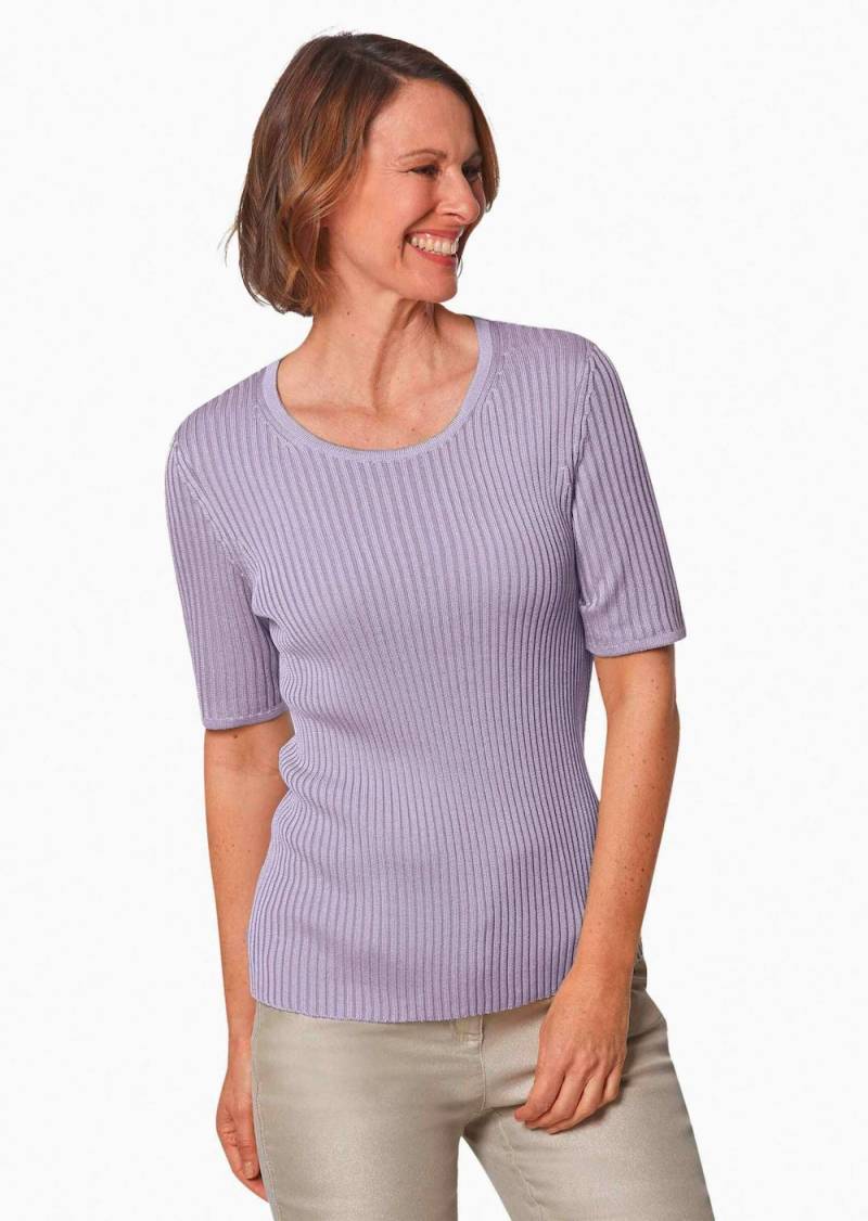 Große Größen Pullover in edler Rippenstruktur, Damen, lila, Größe: 25, Synthetische Fasern/Polyester, Happy Size DE Women von GOLDNER