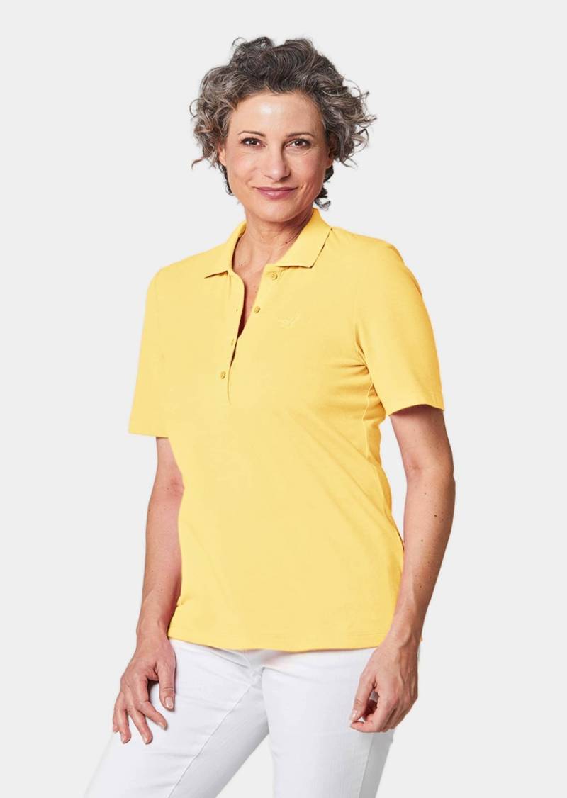 Große Größen Poloshirt in hochwertiger Pikee-Qualität, Damen, gelb, Größe: 44, Baumwolle, Happy Size DE Women von GOLDNER