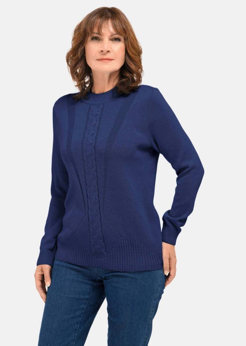 Große Größen Stehkragenpullover im Zopfstrick, Damen, grau, Größe: 42, Baumwolle/Synthetische Fasern, Happy Size DE Women von GOLDNER