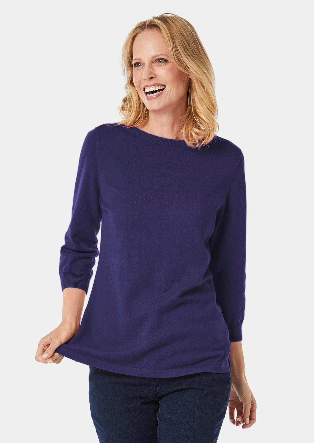 Große Größen Pullover aus hochwertigem Garn, Damen, grau, Größe: 44, Baumwolle, Happy Size DE Women von GOLDNER