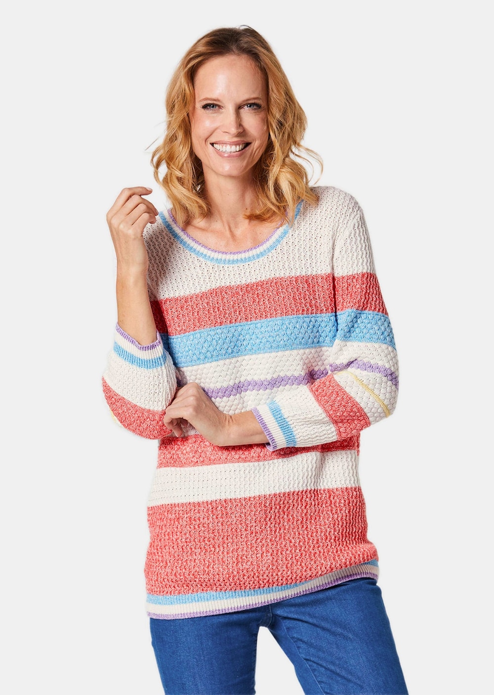 Große Größen Pullover in hochwertiger Qualität, Damen, türkis, Größe: 23, Baumwolle, Happy Size DE Women von GOLDNER