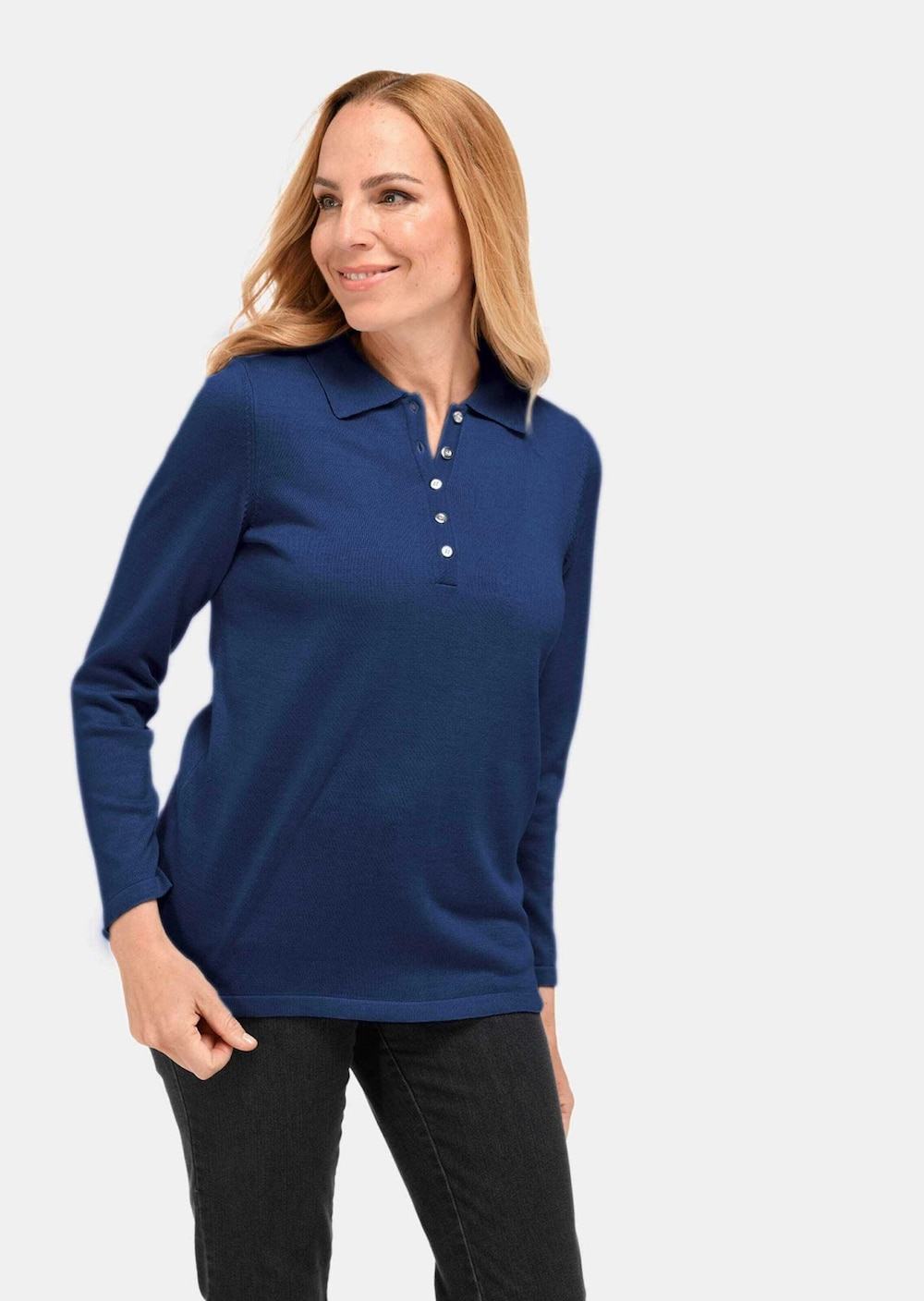 Große Größen Pullover mit Polokragen, Damen, grau, Größe: 23, Synthetische Fasern, Happy Size DE Women von GOLDNER