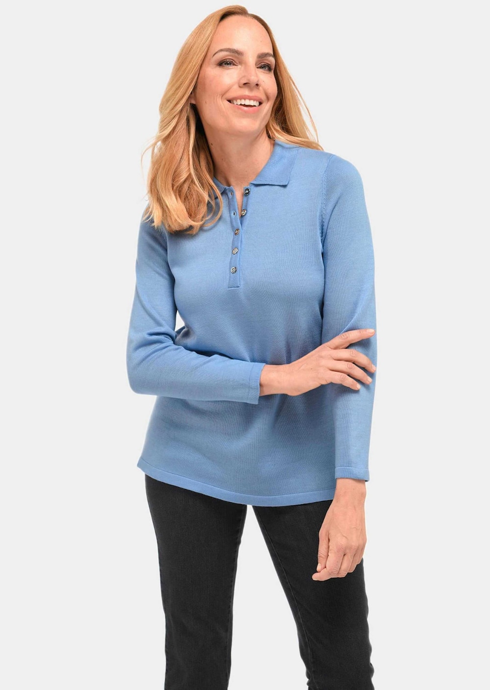 Große Größen Pullover mit Polokragen, Damen, lila, Größe: 21, Synthetische Fasern, Happy Size DE Women von GOLDNER