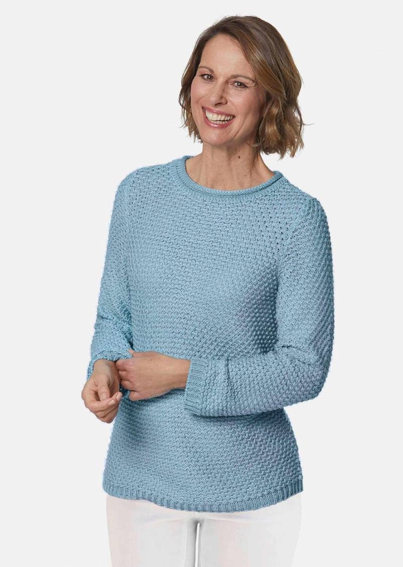 Große Größen Pullover mit schönem Ajourmuster, Damen, türkis, Größe: 24, Synthetische Fasern/Baumwolle, Happy Size DE Women von GOLDNER