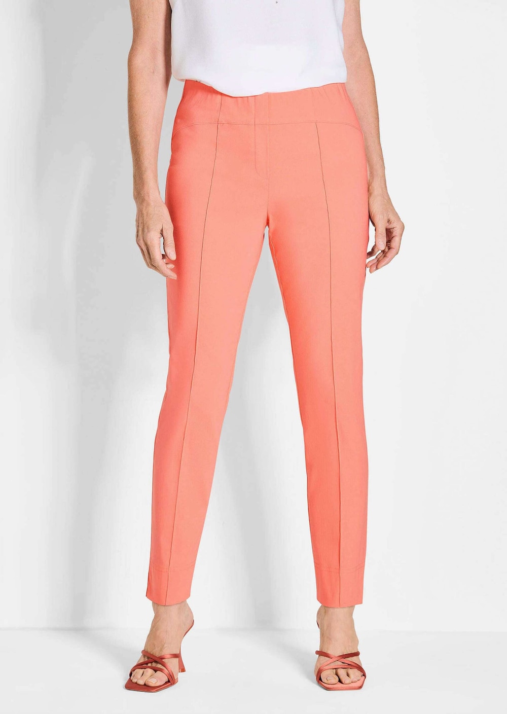 Große Größen Orange Hose LOUISA mit Biesen, Damen, orange, Größe: 48, Viskose/Synthetische Fasern, Happy Size DE Women von GOLDNER