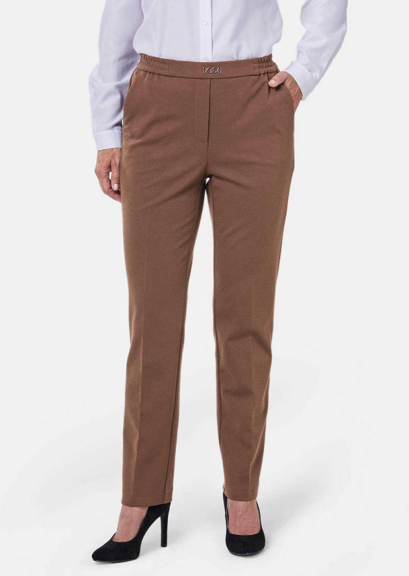 Große Größen Schlupfhose Martha in knitterarmer Flanelloptik, Damen, braun, Größe: 52, Polyester/Viskose, Happy Size DE Women von GOLDNER