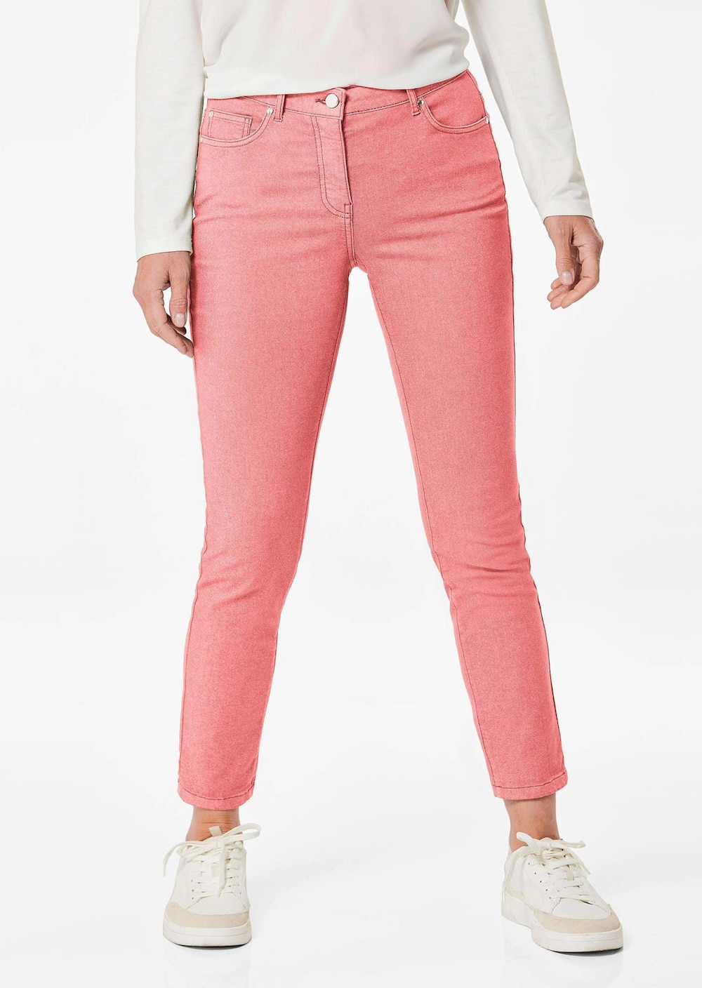 Große Größen Schmale Stretchhose BELLA, Damen, rosa, Größe: 46, Baumwolle/Polyester, Happy Size DE Women von GOLDNER