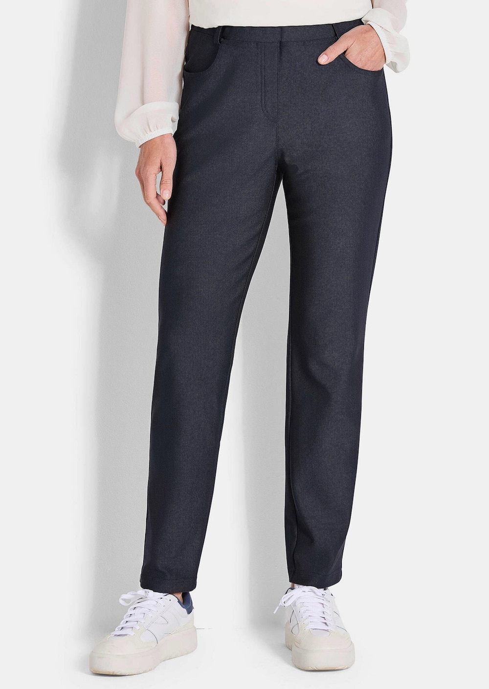 Große Größen Schmale Stretchhose LOUISA, Damen, grau, Größe: 52, Synthetische Fasern, Happy Size DE Women von GOLDNER