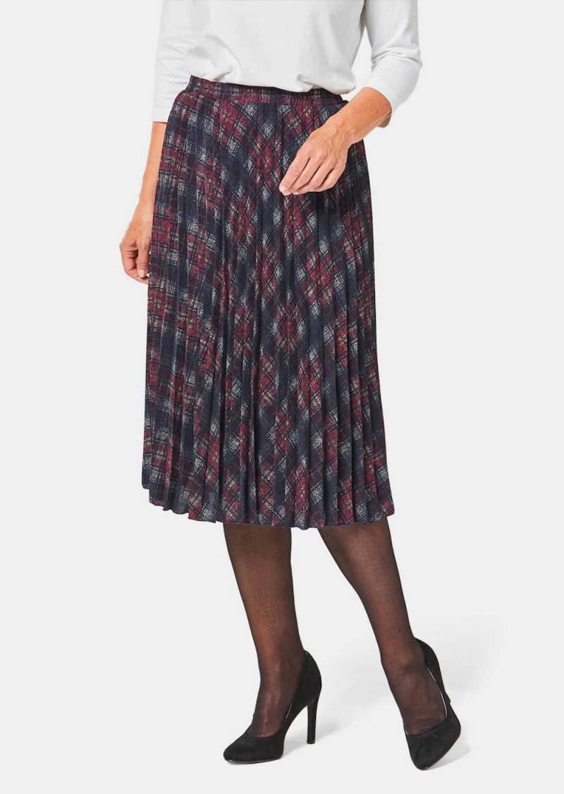 Große Größen Schwingender Druckrock in edler Sonnenplissee-Qualität, Damen, grau, Größe: 52, Polyester, Happy Size DE Women von GOLDNER