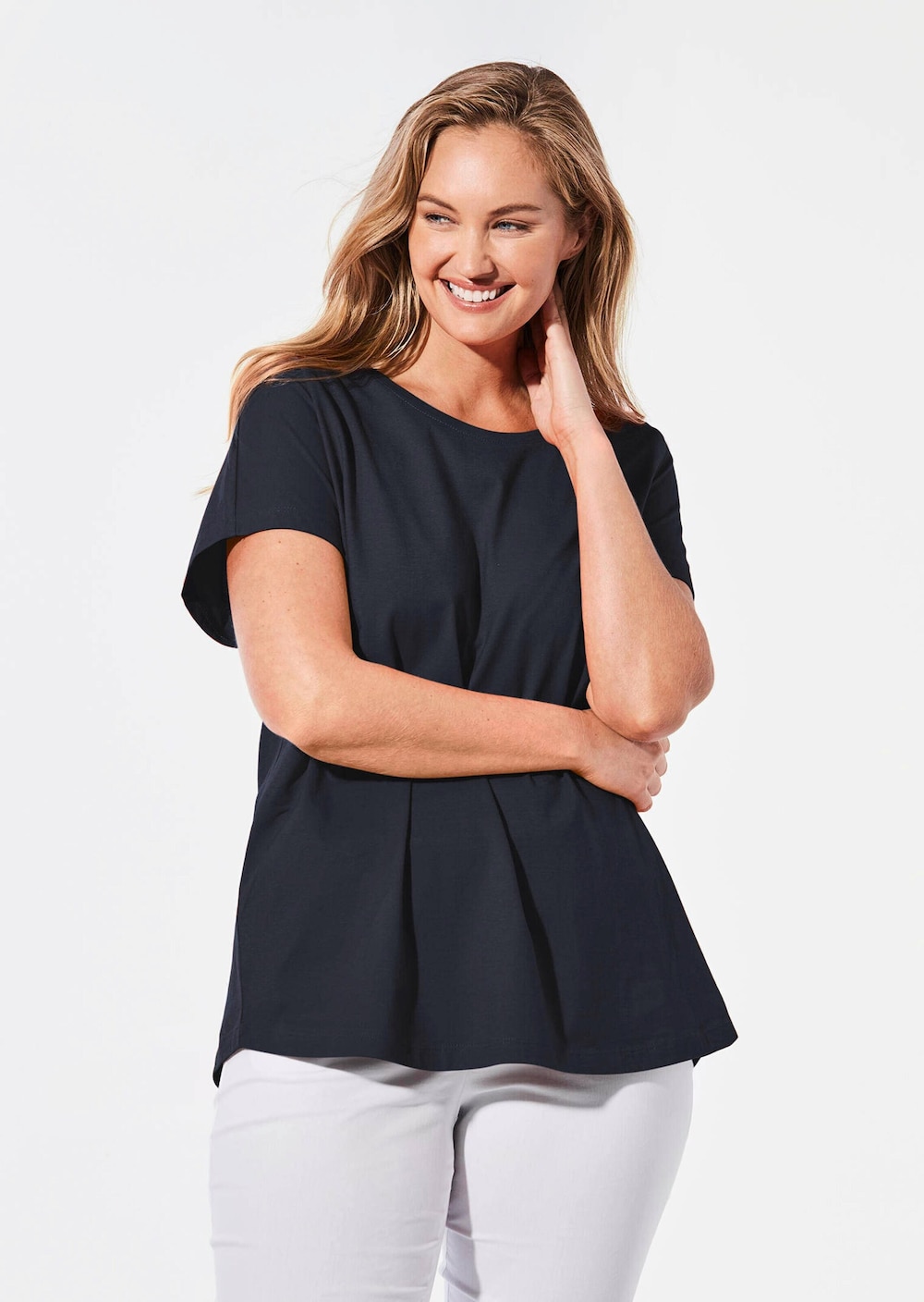 Große Größen Shirt mit Rundhalsausschnitt, Damen, grau, Größe: 54/56, Baumwolle, Happy Size DE Women von GOLDNER