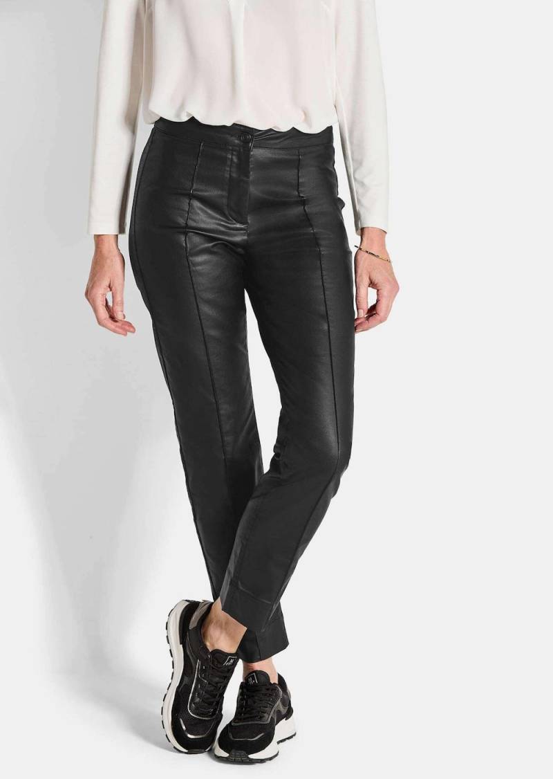 Große Größen Slim Fit Leder-Hose Bella, Damen, schwarz, Größe: 46, Baumwolle/Polyester, Happy Size DE Women von GOLDNER