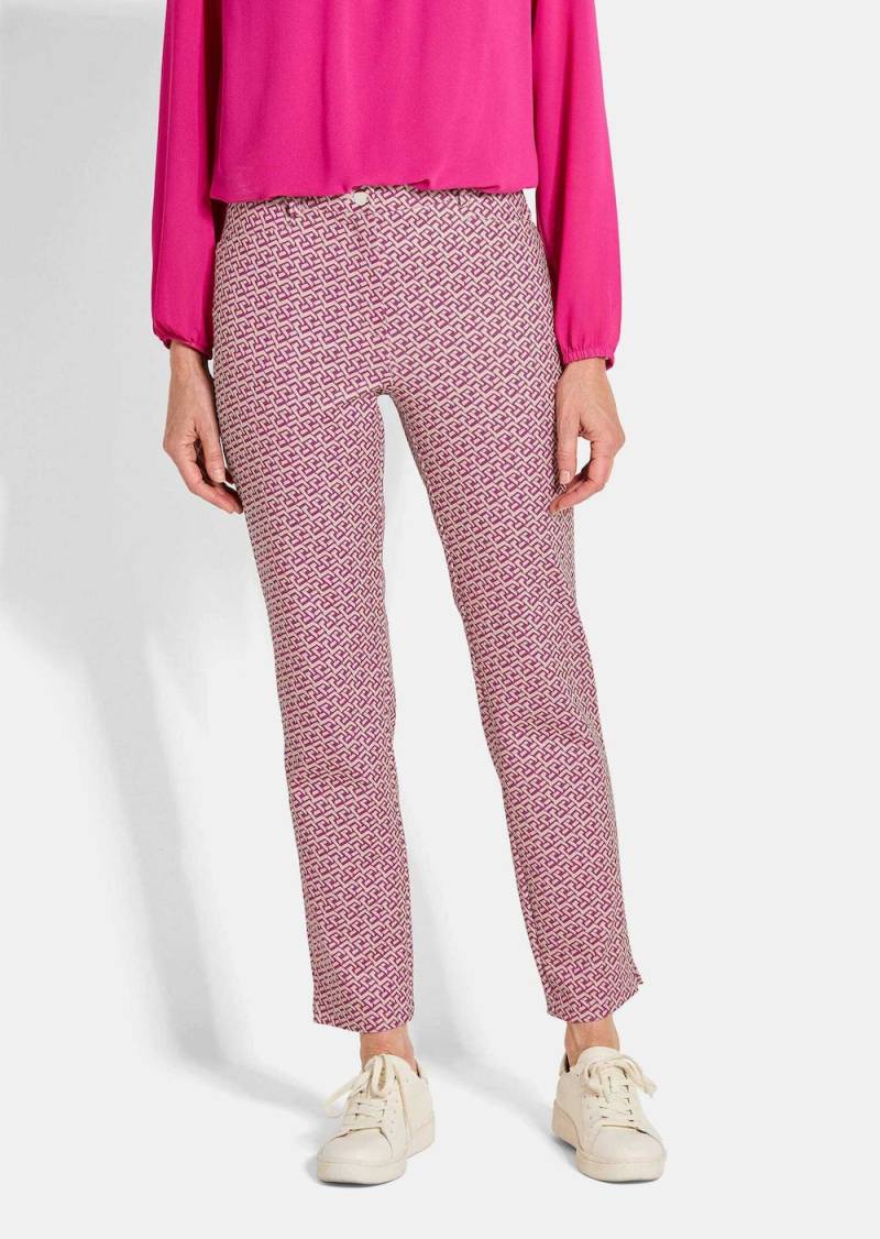Große Größen Slim Fit Printhose mit hohem Bund, Damen, rosa, Größe: 22, Polyester/Elasthan, Happy Size DE Women von GOLDNER