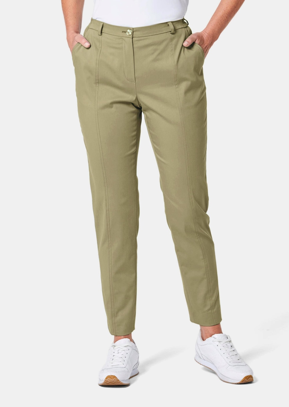 Große Größen Sportive Hose Anna aus Satin, Damen, grau, Größe: 23, Baumwolle/Polyester, Happy Size DE Women von GOLDNER