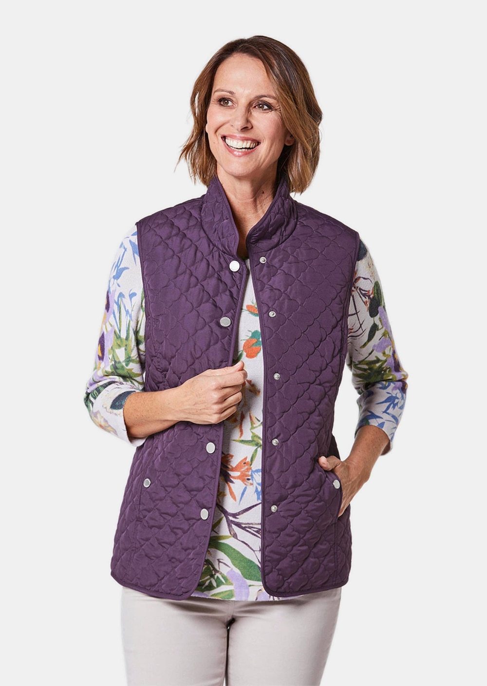 Große Größen Sportive Steppweste, Damen, lila, Größe: 42, Polyester, Happy Size DE Women von GOLDNER