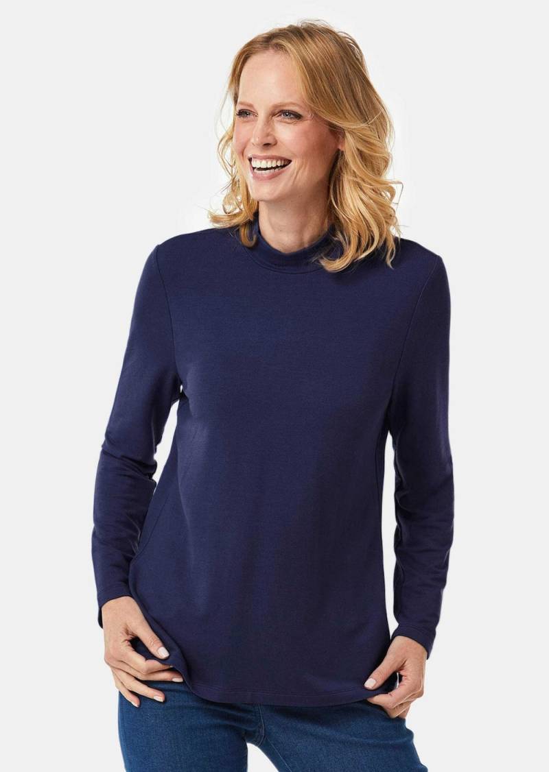 Große Größen Stehkragenshirt mit Langarm, Damen, grau, Größe: 48, Synthetische Fasern, Happy Size DE Women von GOLDNER