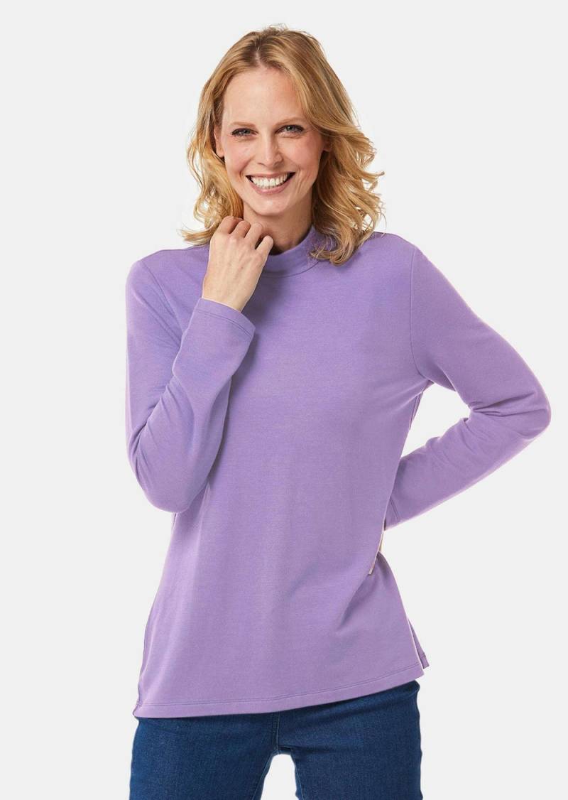 Große Größen Stehkragenshirt mit Langarm, Damen, lila, Größe: 21, Synthetische Fasern, Happy Size DE Women von GOLDNER