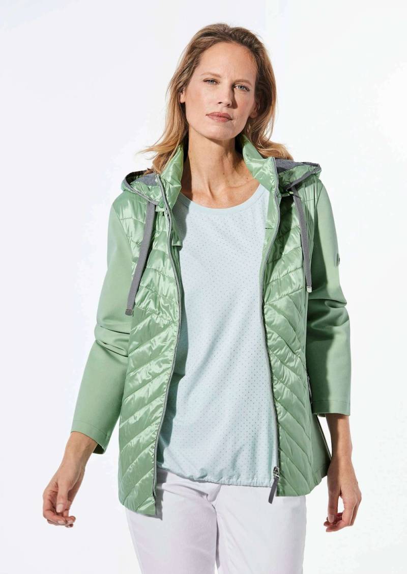 Große Größen Steppjacke mit abnehmbarer Kapuze, Damen, grün, Größe: 52, Polyester/Viskose/Synthetische Fasern, Happy Size DE Women von GOLDNER