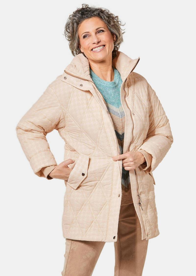 Große Größen Steppjacke mit hübschem Flock-Druck, Damen, braun, Größe: 22, Polyester/Synthetische Fasern, Happy Size DE Women von GOLDNER