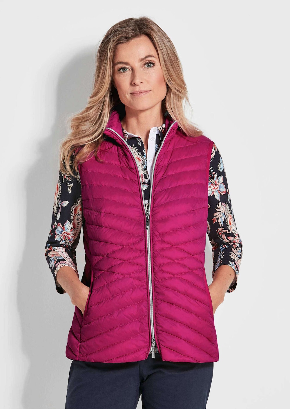 Große Größen Taillierte Daunenweste, Damen, rosa, Größe: 52, Synthetische Fasern/Daunen/Sonstige, Happy Size DE Women von GOLDNER