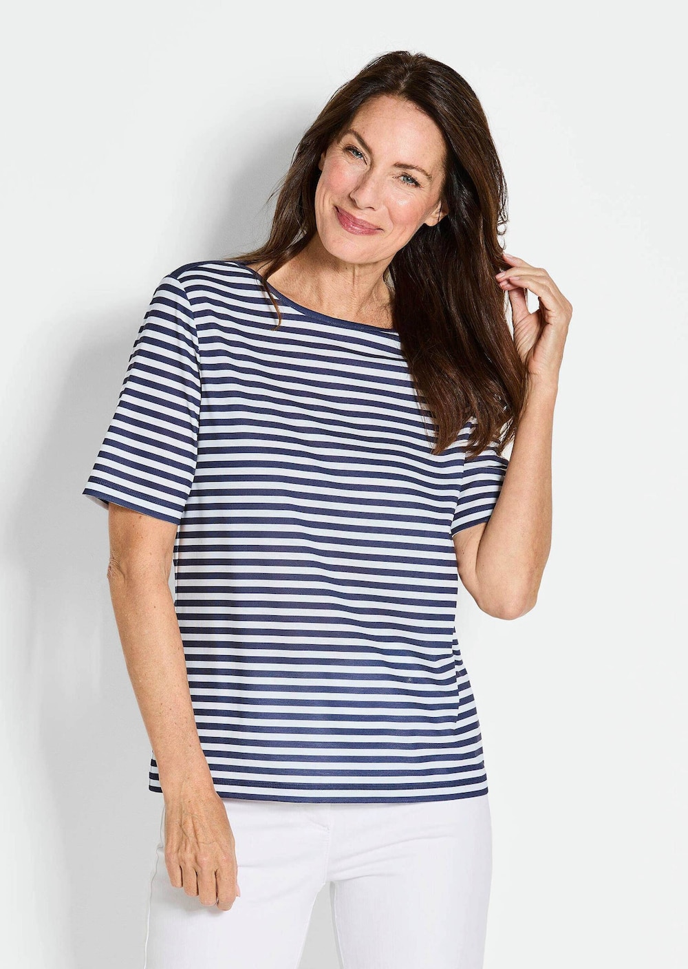 Große Größen Stilvolles Streifenshirt für Damen, Damen, grau, Größe: 50, Viskose, Happy Size DE Women von GOLDNER