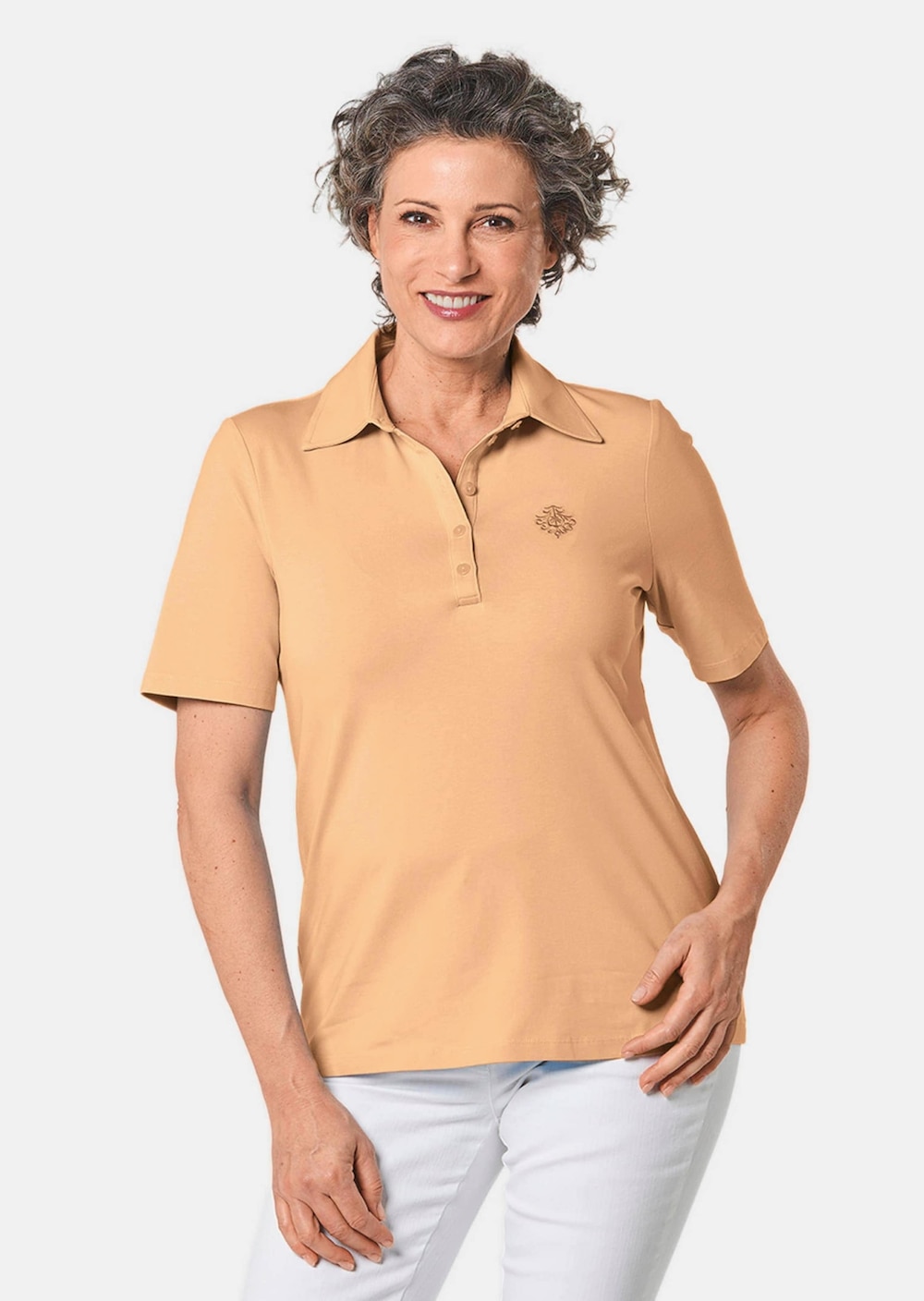 Große Größen Stretchbequemes Poloshirt, Damen, türkis, Größe: 44, Baumwolle, Happy Size Women von GOLDNER