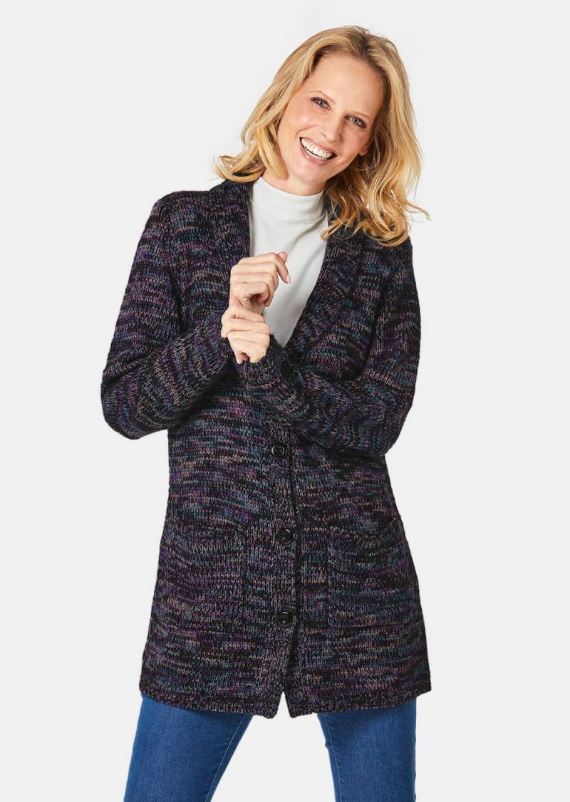 Große Größen Strickjacke in kaschierender Länge, Damen, blau, Größe: 21, Synthetische Fasern, Happy Size DE Women von GOLDNER