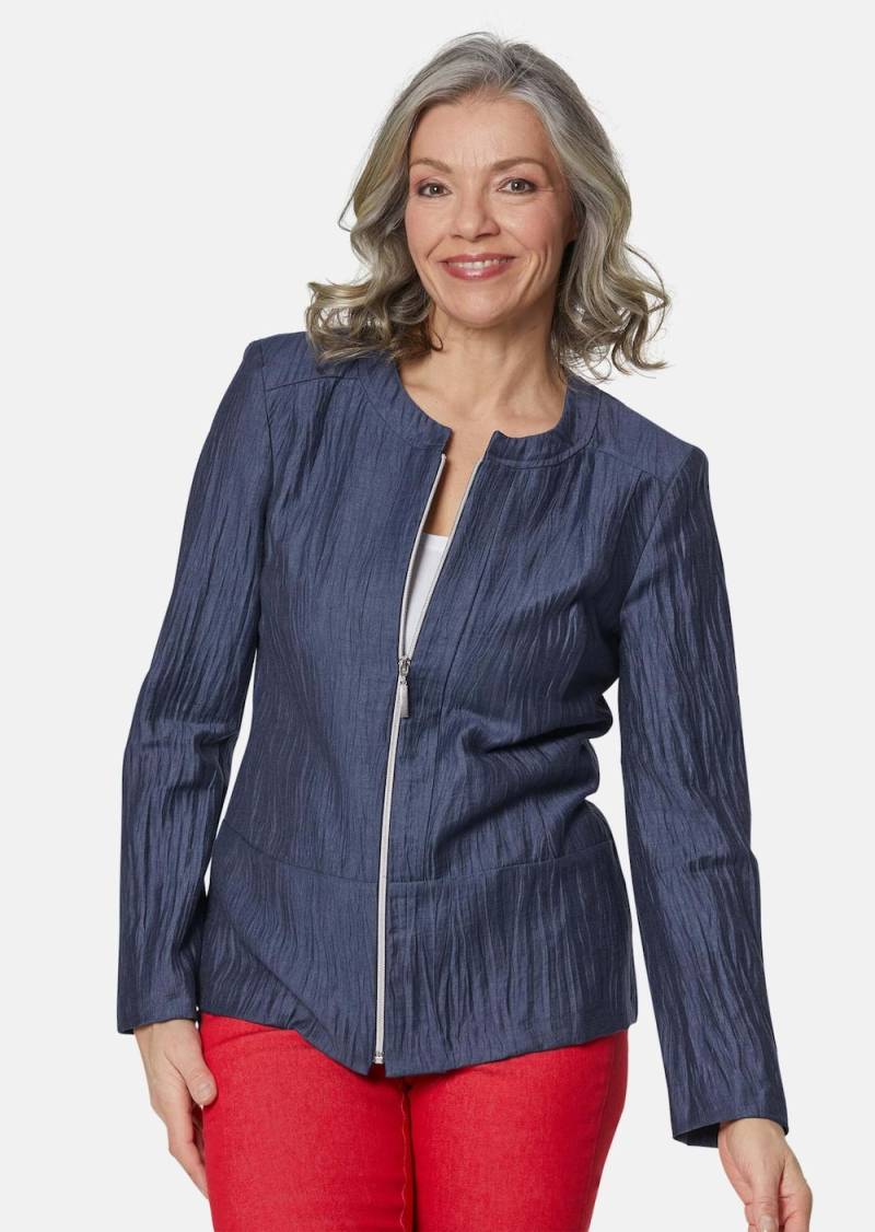 Große Größen Struktur-Blazer mit Reißverschluss, Damen, blau, Größe: 21, Leinen/Viskose/Synthetische Fasern, Happy Size DE Women von GOLDNER