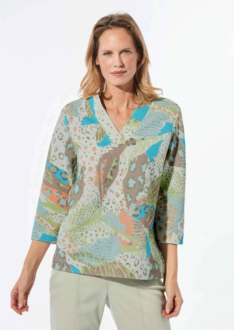 Große Größen Sweatshirt mit 3/4-Ärmeln, Damen, grau, Größe: 48, Baumwolle/Polyester, Happy Size DE Women von GOLDNER