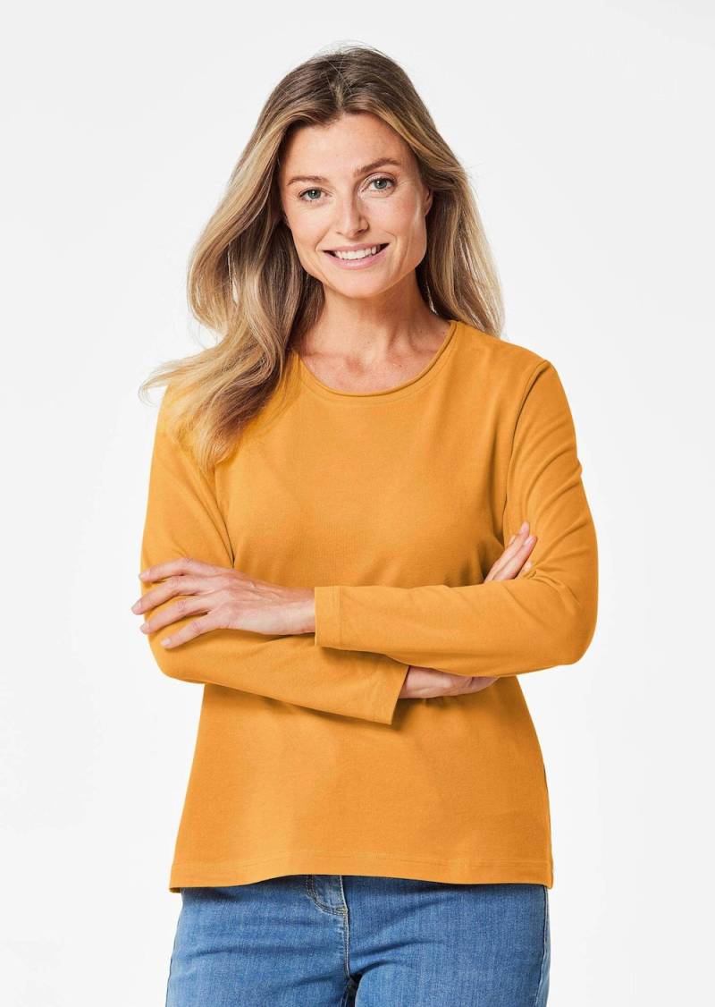 Große Größen T-Shirt mit Rundhals, Damen, gelb, Größe: 42, Baumwolle, Happy Size DE Women von GOLDNER