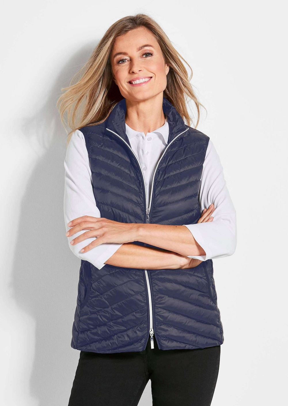 Große Größen Taillierte Daunenweste, Damen, grau, Größe: 44, Synthetische Fasern/Daunen/Sonstige, Happy Size DE Women von GOLDNER