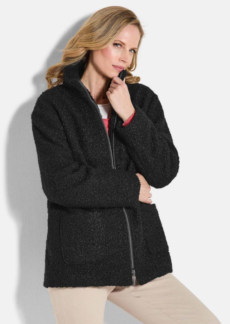 Große Größen Stilvolle Kurzjacke mit Stehkragen, Damen, schwarz, Größe: 42, Polyester, Happy Size DE Women von GOLDNER