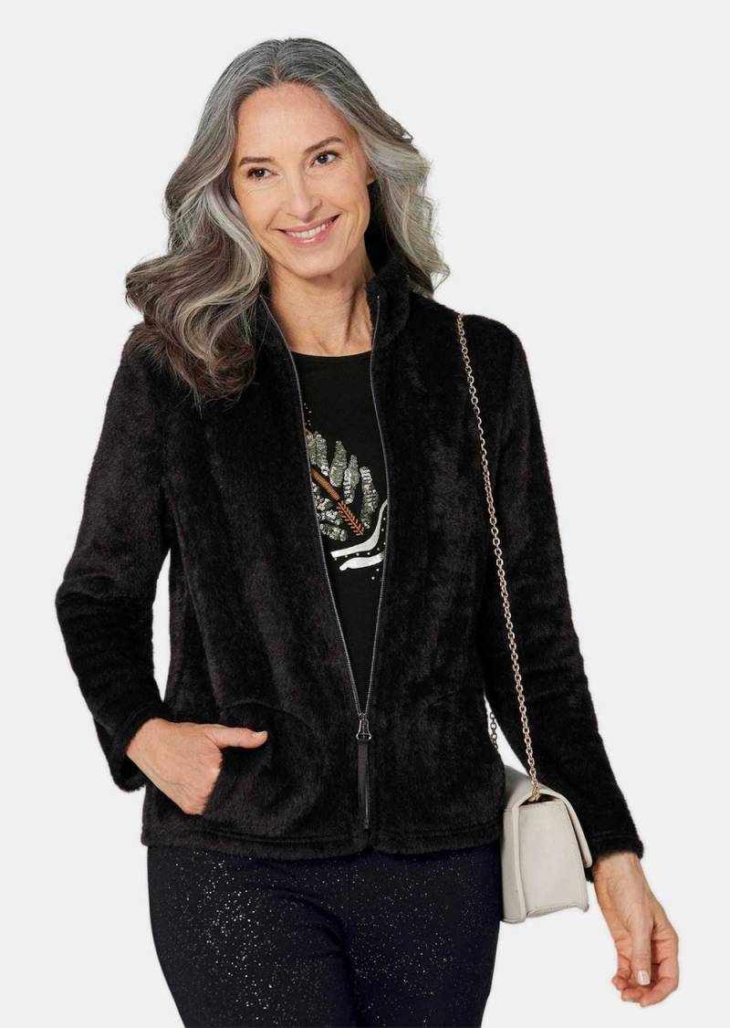 Große Größen Teddyjacke mit Glanzeffekt, Damen, schwarz, Größe: 42, Synthetische Fasern/Polyester, Happy Size DE Women Große Größen Teddyjacke mit Glanzeffekt, Damen, schwarz, Größe: 42, Synthetische Fasern/Polyester, Happy Size DE Women von GOLDNER