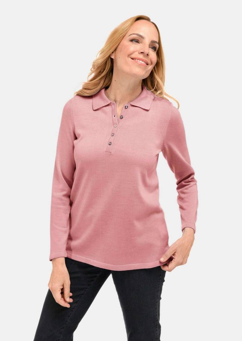 Große Größen Unkomplizierter Pullover mit Polokragen, Damen, rosa, Größe: 42, Synthetische Fasern, Happy Size DE Women von GOLDNER