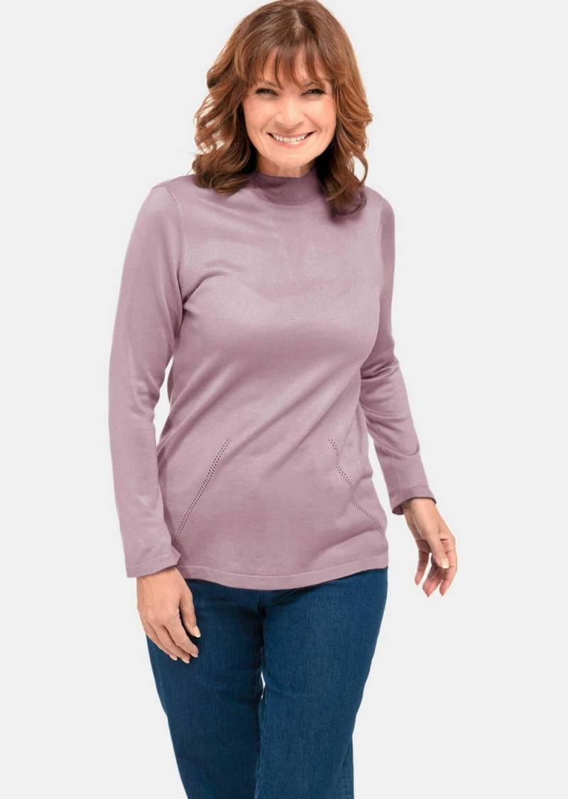 Große Größen Unkomplizierter Stehbundpullover, Damen, rosa, Größe: 44, Synthetische Fasern, Happy Size DE Women von GOLDNER