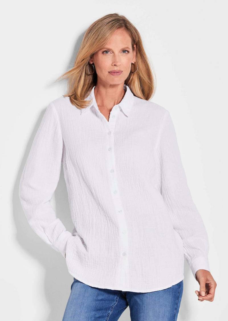 Große Größen Verlängerte Langarm Musselin-Bluse, Damen, weiß, Größe: 21, Baumwolle, Happy Size DE Women Große Größen Verlängerte Langarm Musselin-Bluse, Damen, weiß, Größe: 21, Baumwolle, Happy Size DE Women von GOLDNER