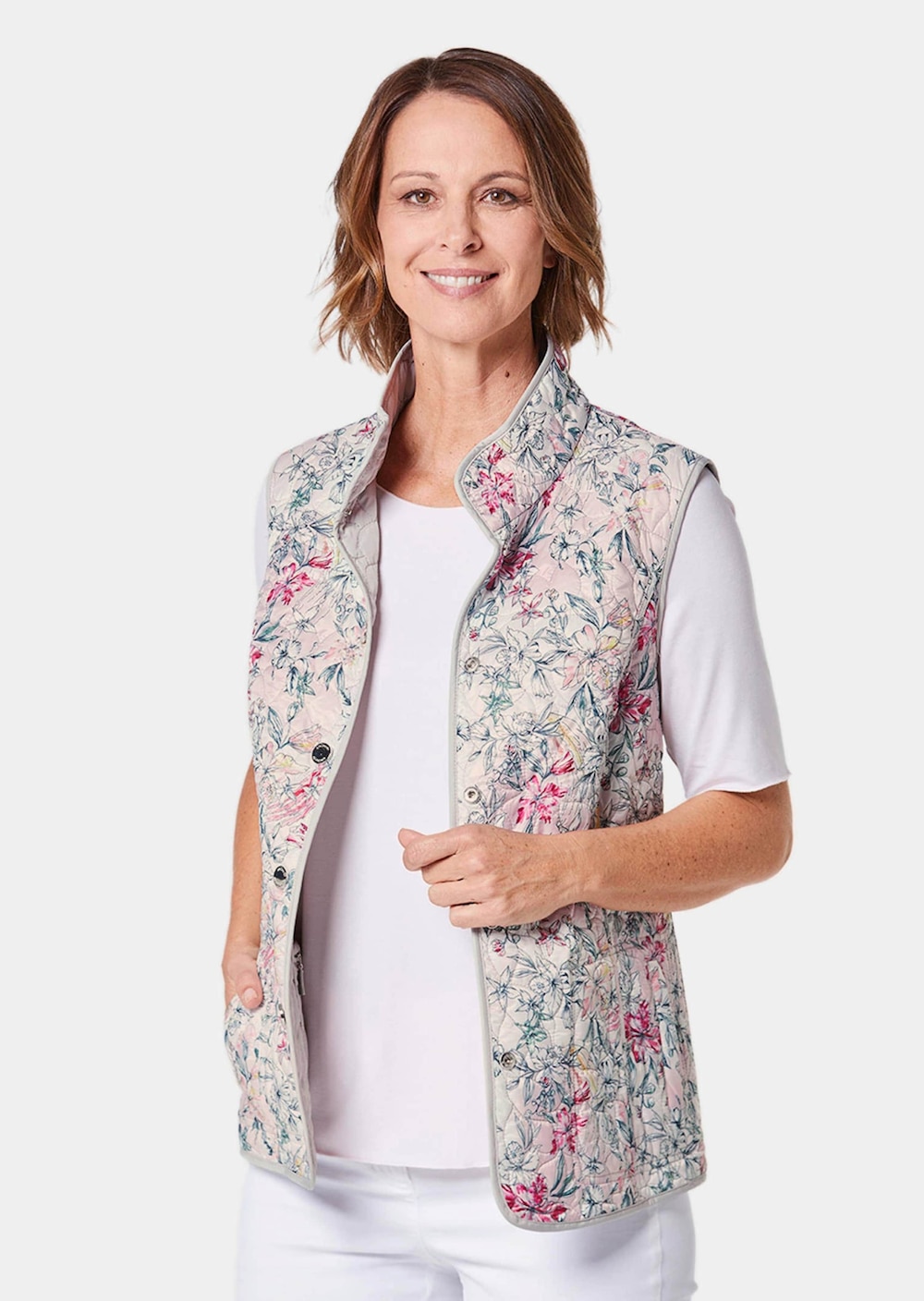 Große Größen Verwandlungskünstler Steppwendeweste, Damen, rosa, Größe: 50, Polyester, Happy Size DE Women von GOLDNER