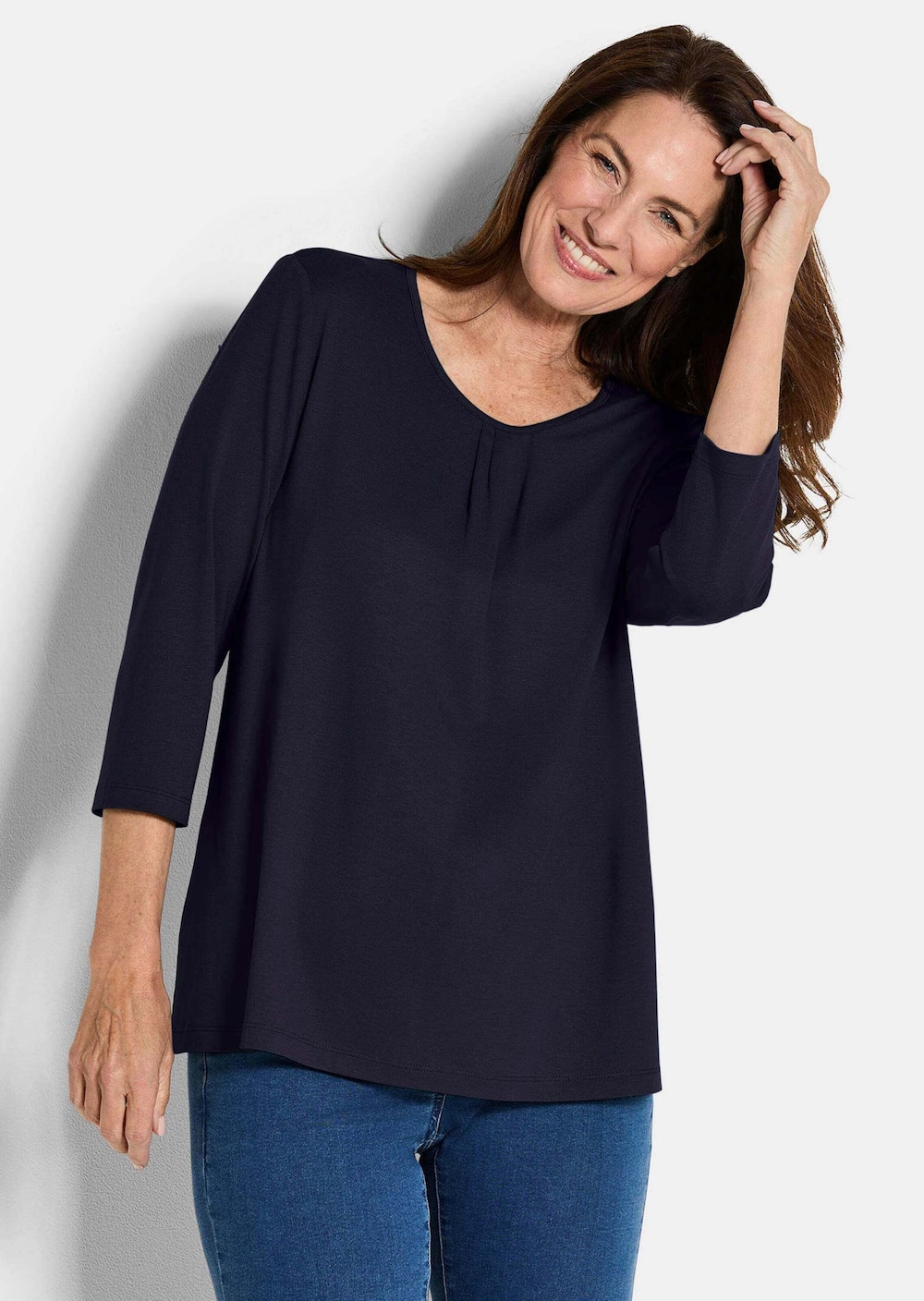 Große Größen Viskose-Oberteil mit Halbarm, Damen, grau, Größe: 48, Viskose, Happy Size DE Women von GOLDNER