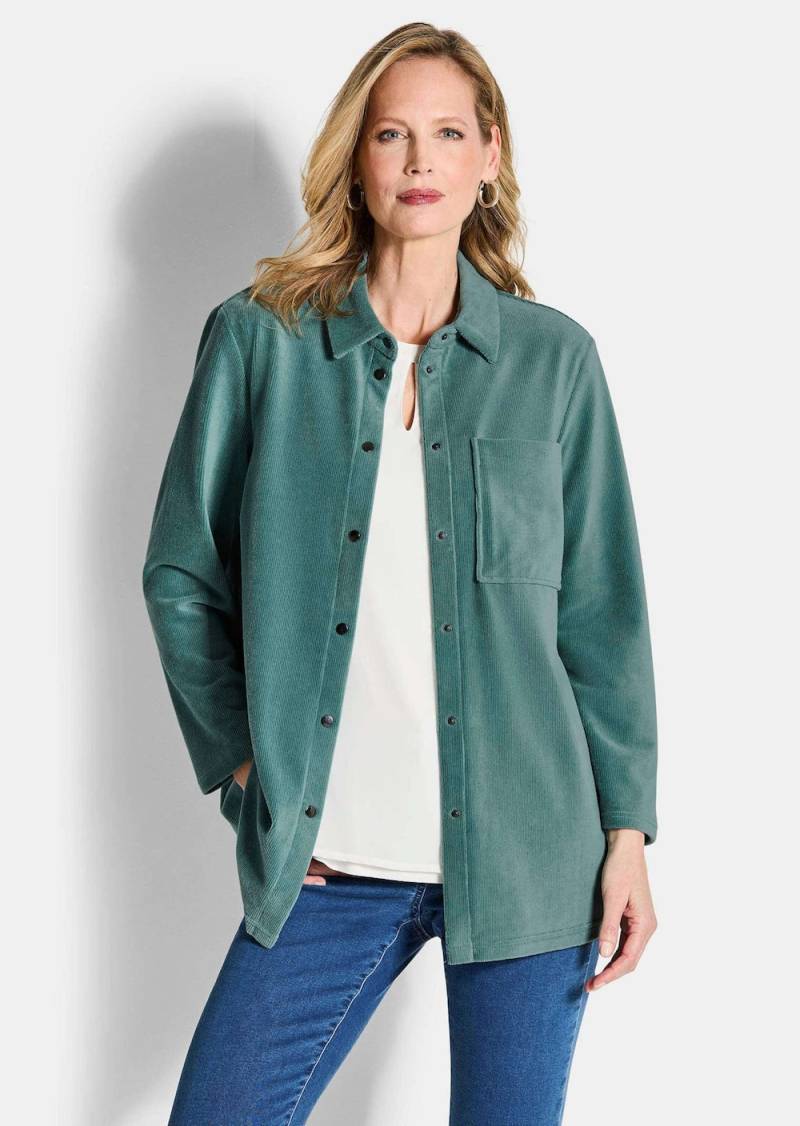 Große Größen Weiche Hemdbluse mit Stretchkomfort, Damen, türkis, Größe: 21, Baumwolle/Polyester, Happy Size DE Women von GOLDNER