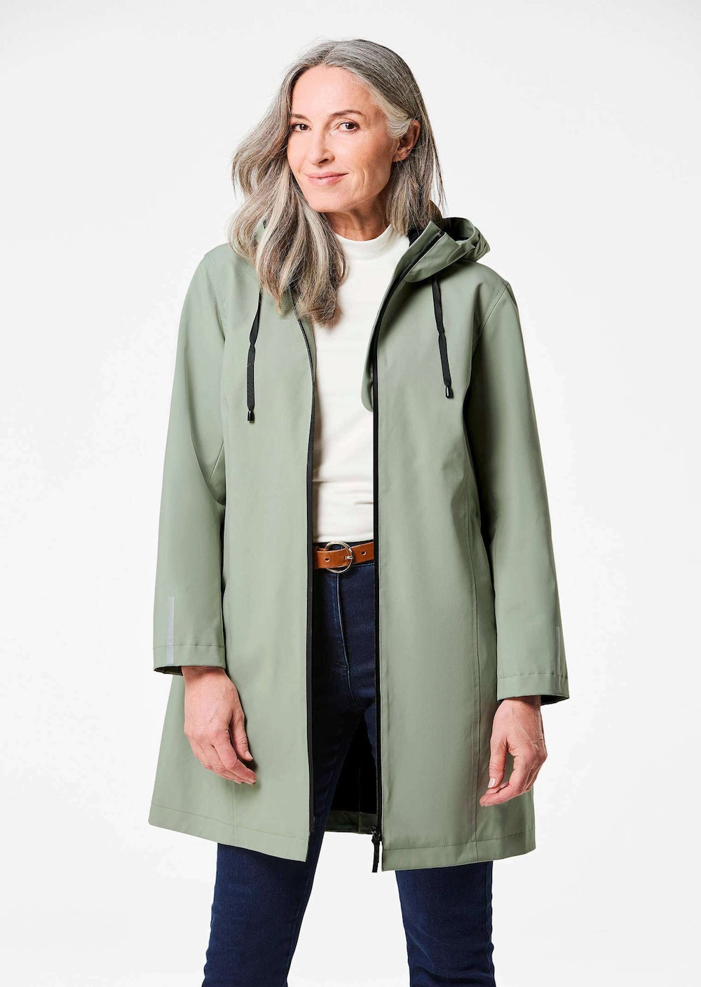 Große Größen Wetterfeste Regenjacke mit Kapuze, Damen, türkis, Größe: 21, Polyester, Happy Size DE Women von GOLDNER