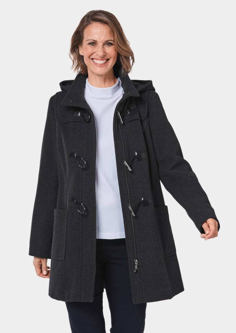 Große Größen Woll-Dufflecoat mit Kaschmirwolle, Damen, grau, Größe: 25, Polyester/Wolle/Synthetische Fasern, Happy Size DE Women von GOLDNER