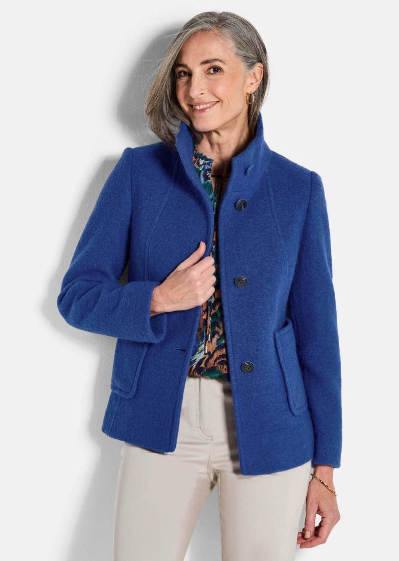 Große Größen Elegante Kurzjacke mit Stehkragen, Damen, blau, Größe: 21, Polyester/Wolle, Happy Size DE Women von GOLDNER