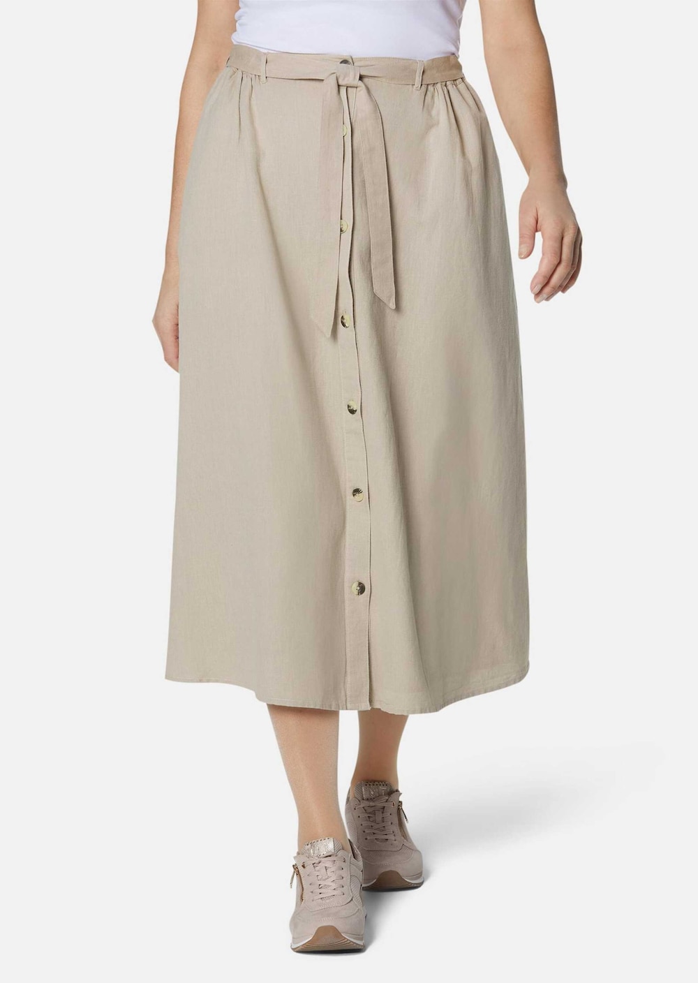 Große Größen Zauberhafter Rock in Leinenoptik, Damen, rosa, Größe: 52, Baumwolle/Leinen, Happy Size DE Women von GOLDNER