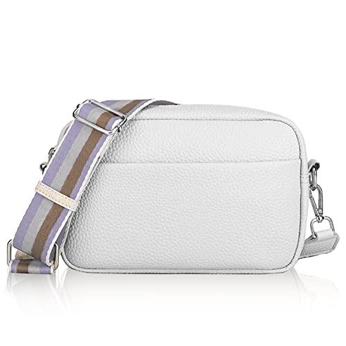 GOLDNICE Bauchtasche Gürteltasche Damen, Crossbody Bag Damen Schultertasche, Moderne Taschen mit Breitem Schultergurt, PU Leder Brusttasche Bodybag Damen Umhängetasche, Weiß von GOLDNICE