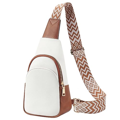 GOLDNICE Kleine Sling Tasche für Frauen Crossbody, Off White Kunstleder Trendy Taille Packs mit Gitarrengurt, Frauen Fanny Packs von GOLDNICE