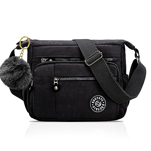 GOLDNICE Crossbody Tasche für Frauen, Damen Schwarz Wasserdichte Umhängetasche Messenger Bag Moderne Nylon Geldbörse Bauchtasche Handtasche von GOLDNICE