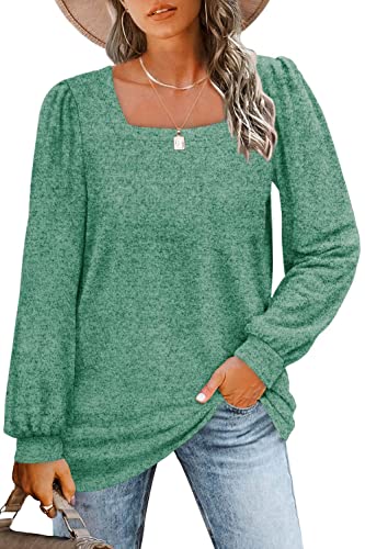 GOLDPKF Tshirt Damen U-Neck Langarm Tshirt Beliebten Pullover Basic Einfarbig Bekleidung Damen Tshirt Elegant Winter Top Grün XL GOLDPKF Tshirt Damen U-Neck Langarm Tshirt Beliebten Pullover Basic Einfarbig Bekleidung Damen Tshirt Elegant Winter Top Grün XL von GOLDPKF