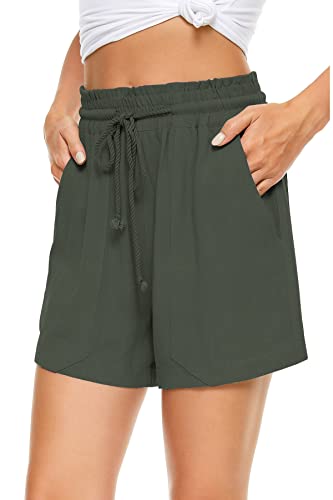 GOLDPKF Kurze Hosen Damen Sommer Gym Shorts Damen Dunkelgrüne Freizeitmode-Shorts Dunkelgrün Large 42 von GOLDPKF