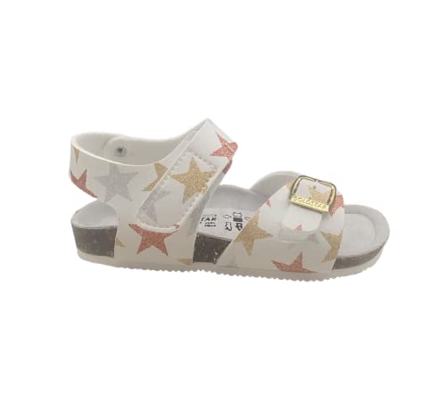 Goldstar Sandalen für Mädchen zu Sternen Glitter mit weichem anatomischem Fußbett - GS847AS, Weiß, 34 EU von GOLDSTAR
