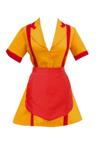 Women Kellnerin Kostüm Diner Uniform mit Schürze Kleid Gelb von GOLDSTITCH